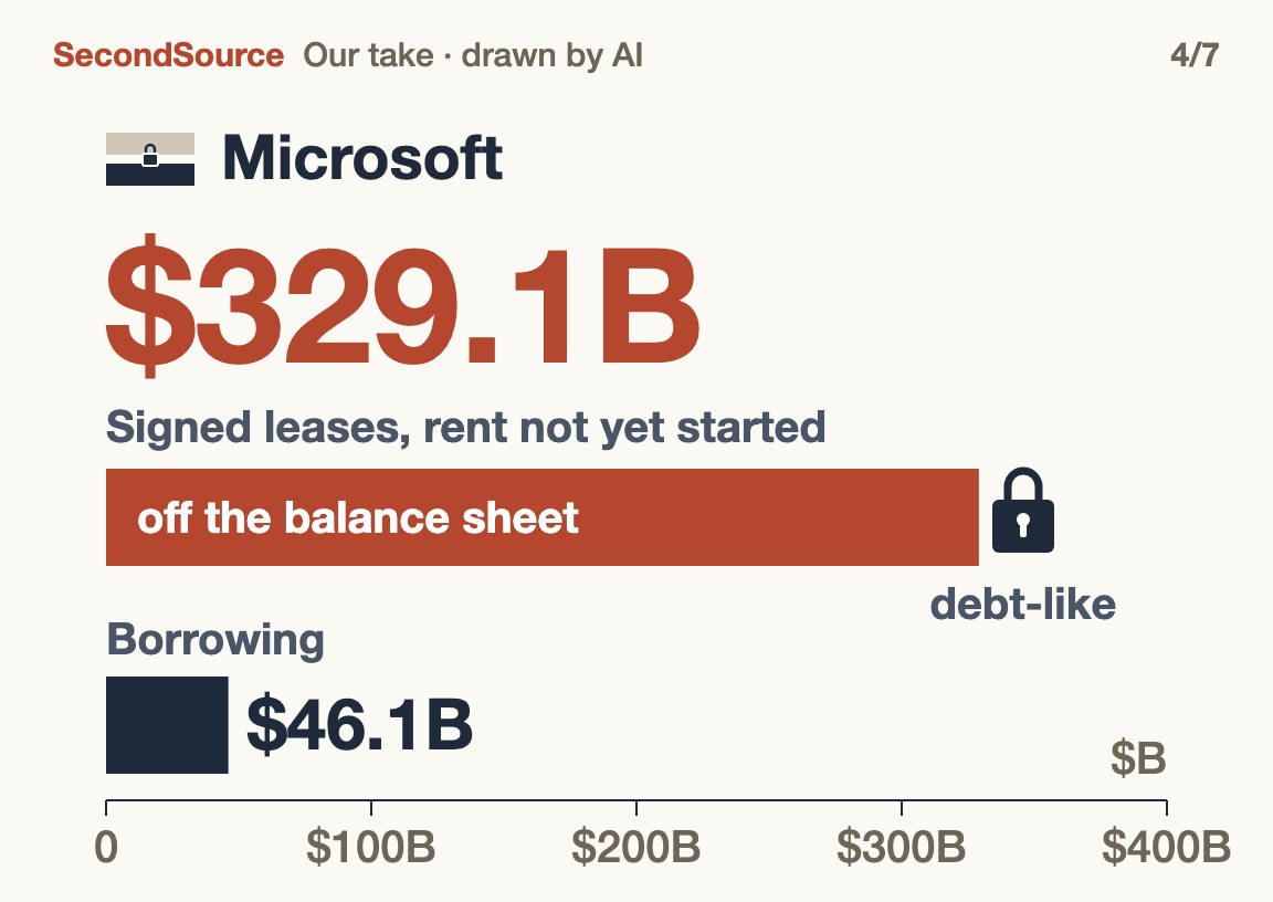 Long leases act like debt but sit off the books: Microsoft's unstarted leases dwarf its borrowing($329.1B)